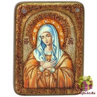 Подарочная икона Божией Матери &quot;Умиление Серафимо-Дивеевская&quot; на мореном дубе