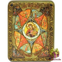 Подарочная икона Божией матери &quot;Неопалимая купина&quot; на мореном дубе