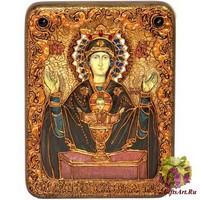 Подарочная икона Божией матери &quot;Неупиваемая чаша&quot; на мореном дубе