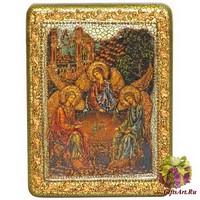 Подарочная икона &quot;Троица&quot; на мореном дубе