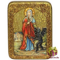 Подарочная икона &quot;Святая великомученица Марина (Маргарита) Антиохийская&quot; на мореном дубе