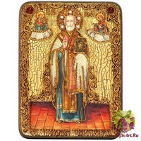 Подарочная икона &quot;Святитель Николай, архиепископ Мир Ликийский (Мирликийский), чудотворец&quot; на мореном дубе