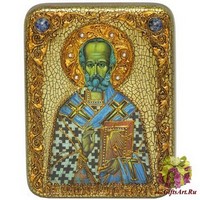 Подарочная икона &quot;Святитель Николай, архиепископ Мир Ликийский (Мирликийский), чудотворец&quot; на мореном дубе