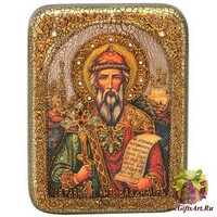 Подарочная икона &quot;Святой равноапостольный князь Владимир&quot; на мореном дубе