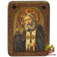 Подарочная икона &quot;Преподобный Серафим Саровский чудотворец&quot; на мореном дубе