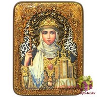Подарочная икона &quot;Святая Равноапостольная княгиня Ольга&quot; на мореном дубе