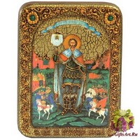 Подарочная икона &quot;Святой благоверный князь Александр Невский&quot; на мореном дубе