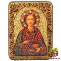 Подарочная икона &quot;Святой Великомученик и Целитель Пантелеймон&quot; на мореном дубе