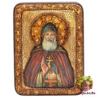 Подарочная икона &quot;Преподобный Илия Муромец, Печерский&quot; на мореном дубе