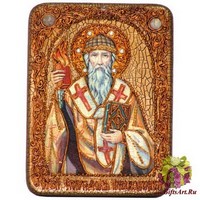 Подарочная икона &quot;Святитель Спиридон Тримифунтский&quot; на мореном дубе