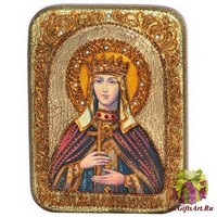 Подарочная икона &quot;Святая Мученица Людмила Чешская&quot; на мореном дубе