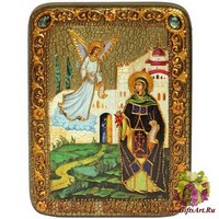 Подарочная икона &quot;Святая преподобная Ирина Каппадокийская (Хрисоволанта)&quot; на мореном дубе