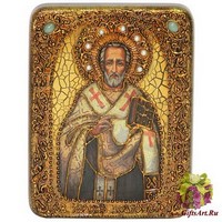 Подарочная икона &quot;Святитель Иоанн Златоуст&quot; на мореном дубе