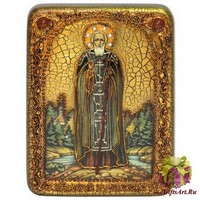 Подарочная икона &quot;Преподобный Сергий Радонежский чудотворец&quot; на мореном дубе