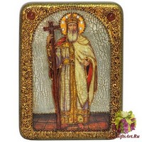 Подарочная икона &quot;Святой равноапостольный князь Владимир&quot; на мореном дубе