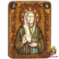 Подарочная икона &quot;Блаженная старица Матрона Московская&quot; на мореном дубе