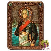 Подарочная икона &quot;Святой праведный воин Феодор Адмирал (Ушаков)&quot; на мореном дубе