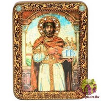 Подарочая икона &quot;Святой Благоверный князь Ярослав Мудрый&quot; на мореном дубе