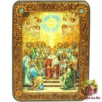 Подарочная икона &quot;Сошествие Святого Духа&quot; на мореном дубе