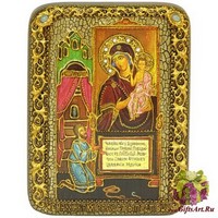 Подарочная икона Пресвятой Богородицы &quot;Нечаянная Радость&quot; на мореном дубе