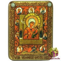 Подарочная икона Образ Божией Матери &quot;Тихвинская Хлебенная (Запечная)&quot; на мореном дубе