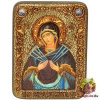 Подарочная икона &quot;Образ Божией Матери &quot;Семистрельная&quot; на мореном дубе