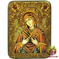 Подарочная икона &quot;Образ Божией Матери &quot;Семистрельная&quot; на мореном дубе