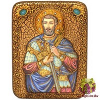 Подарочная икона &quot;Святой мученик Анатолий Никомидийский&quot; на мореном дубе