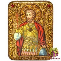 Подарочная икона &quot;Святой мученик Виктор Дамасский&quot; на мореном дубе