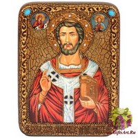 Подарочная икона &quot;Священномученик Климент, папа Римский&quot; на мореном дубе