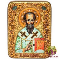 Подарочная икона &quot;Родион (Иродион) апостол, епископ Патрасский&quot; на мореном дубе