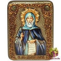 Подарочная икона &quot;Преподобный Антоний Великий&quot; на мореном дубе