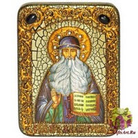 Подарочная икона &quot;Преподобный Максим Грек&quot; на мореном дубе