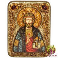 Подарочная икона &quot;Святой князь Владислав Сербский&quot; на мореном дубе