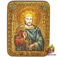 Подарочная икона &quot;Святой Благоверный князь Вячеслав Чешский&quot; на мореном дубе