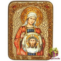 Подарочная икона &quot;Святая Праведная Вероника Кровоточивая&quot; на мореном дубе