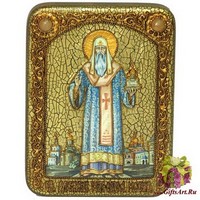 Подарочная икона &quot;Святитель Алексий, митрополит Московский и всея России чудотворец&quot; на мореном дубе