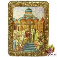 Подарочная икона &quot;Воздвижение Святого Креста Господня&quot; на мореном дубе