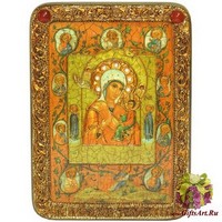 Подарочная икона Образ Божией Матери &quot;Тихвинская Хлебенная (Запечная)&quot; на мореном дубе