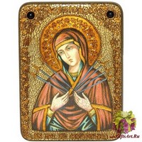 Подарочная икона &quot;Образ Божией Матери &quot;Семистрельная&quot; на мореном дубе