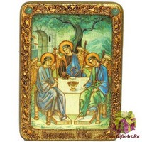 Подарочная икона &quot;Троица&quot; на мореном дубе