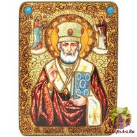Подарочная икона &quot;Святитель Николай, архиепископ Мир Ликийский (Мирликийский), чудотворец&quot; на мореном дубе