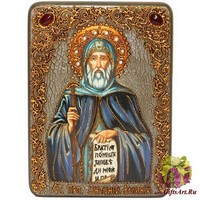 Подарочная икона &quot;Преподобный Антоний Великий&quot; на мореном дубе