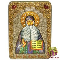 Подарочная икона &quot;Преподобный Максим Грек&quot; на мореном дубе