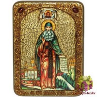 Подарочная икона &quot;Преподобный Максим Грек&quot; на мореном дубе