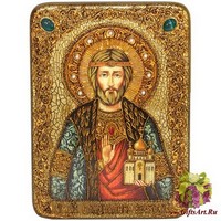 Подарочная икона &quot;Святой князь Владислав Сербский&quot; на мореном дубе