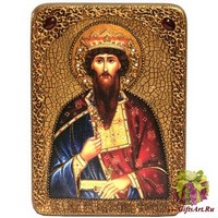 Подарочная икона &quot;Святой Благоверный князь Вячеслав Чешский&quot; на мореном дубе