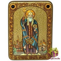 Подарочная икона &quot;Святитель и чудотворец Ермоген, патриарх Московский и всея Руси&quot; на мореном дубе