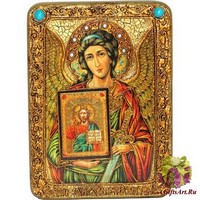 Подарочная икона &quot;Ангел Хранитель&quot; на мореном дубе