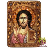 Подарочная икона &quot;Господь Вседержитель&quot; на мореном дубе